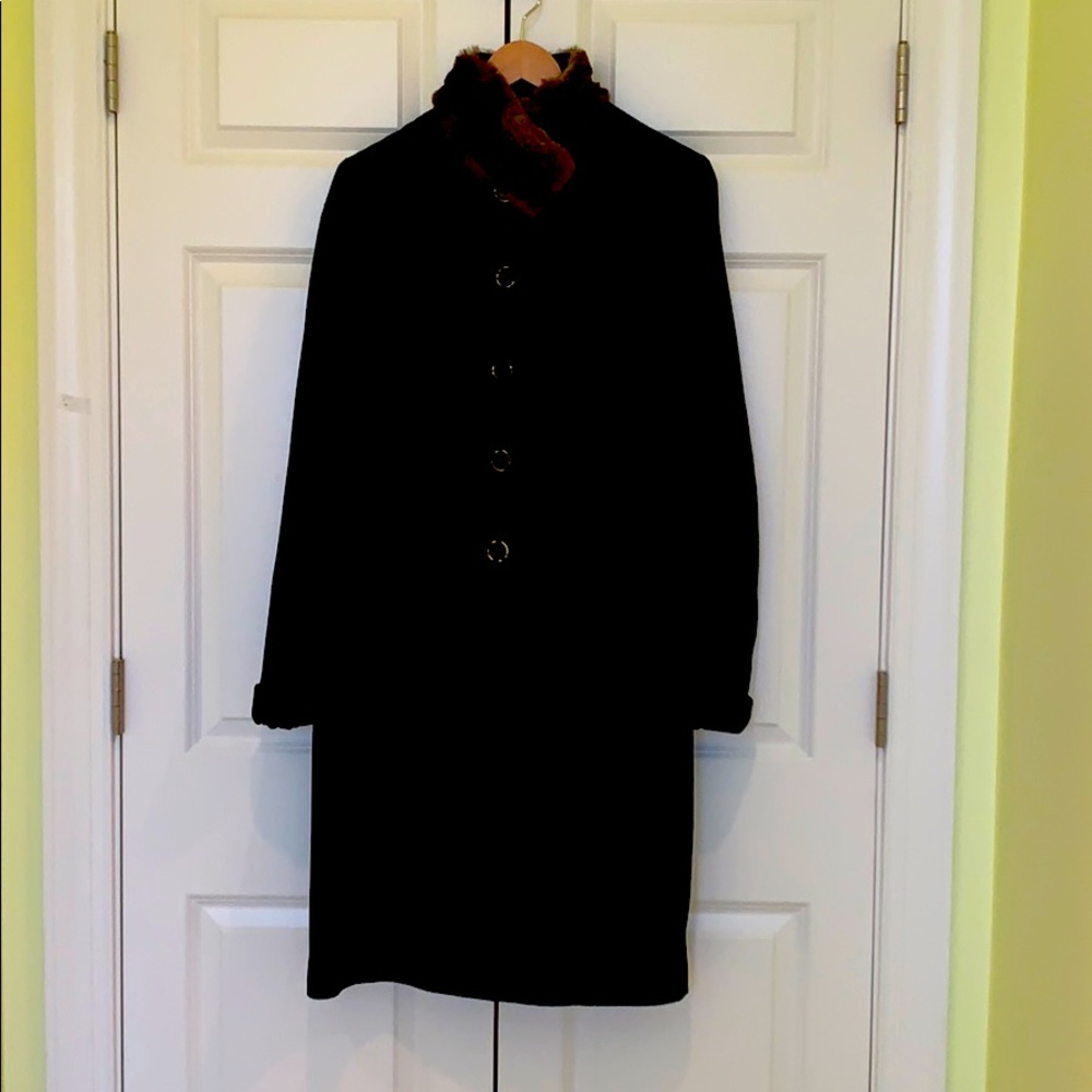 Vintage Bill Blass Black Wool Dress Coat